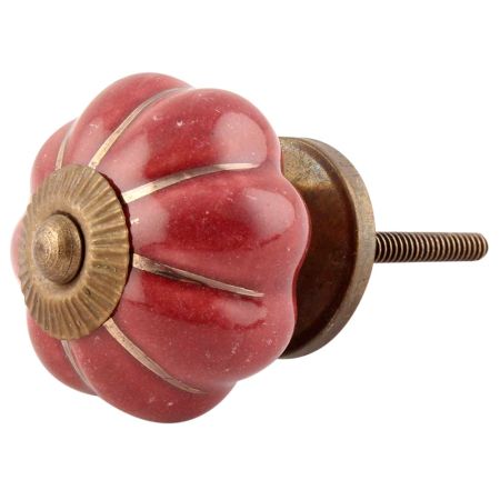 Cherry Golden Line Ceramic Melon Cabinet Knob